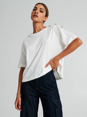 T-shirt péplum à boutons
