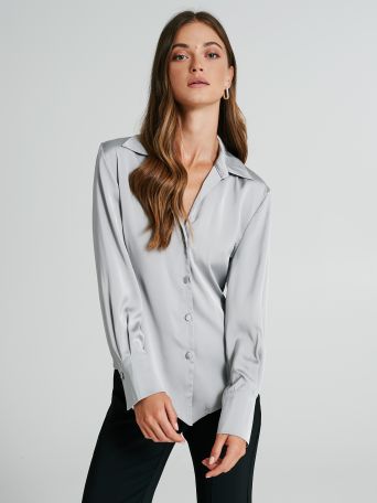 Slim-fit satin shirt with buttons