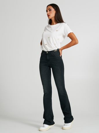 Flared jeans with jewel detail 