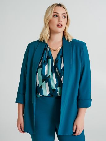 Curvy Open Jacket in Technical Fabric