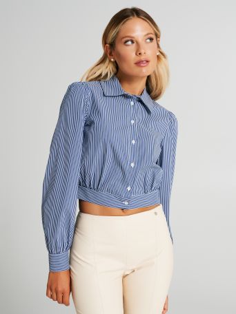 Cropped slim-fit striped shirt 