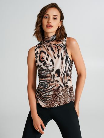 Animal-print fitted top