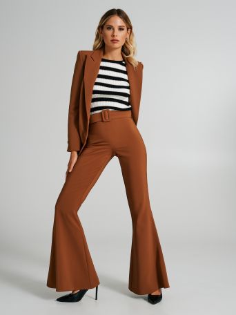 Flared trousers with belt 