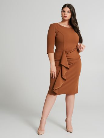 Curvy sheath dress with gathered detail