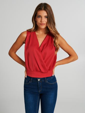 Crossover cowl-neck top