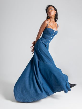 Robe longue en denim 