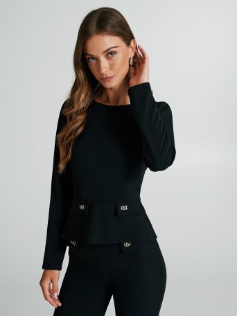 Blouse with flaps featuring the logo 