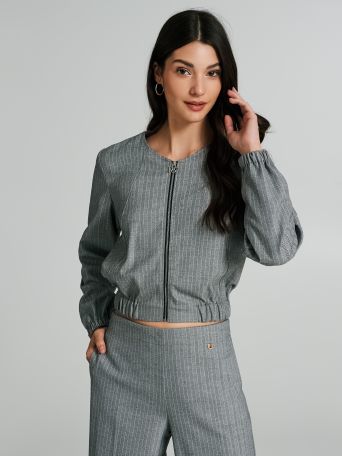 Herringbone bomber jacket with zip