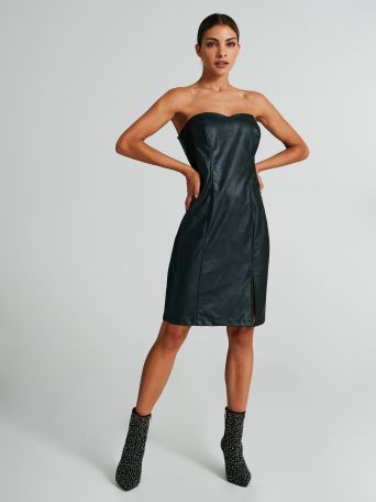 Faux leather sheath dress