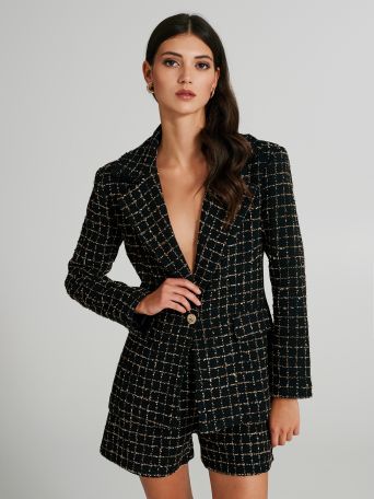 Lange Jacke mit Karomuster