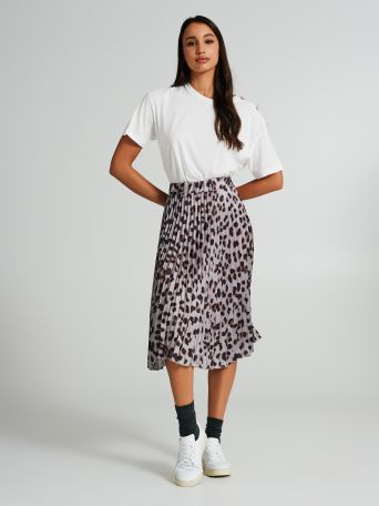 Animal-print full skirt with pleats