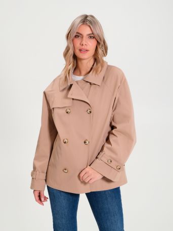 Short Double-breasted Trench Coat 