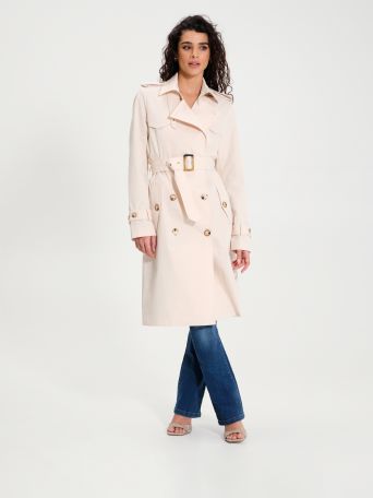 Double-breasted trench coat with belt