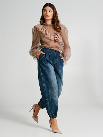 Shaded baggy jeans with elastic cuffs