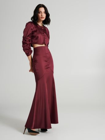 Long satin mermaid skirt