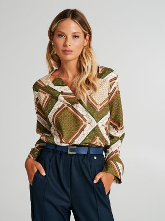 Blouse with geometric designs