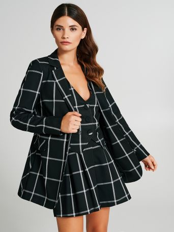Plaid Open Jacket 
