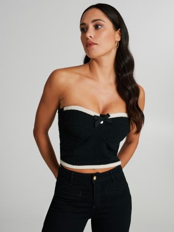 Woven matte corset with contrasting edges