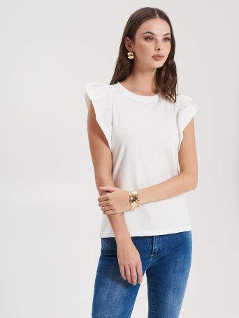 White T-Shirt with Cap Sleeves