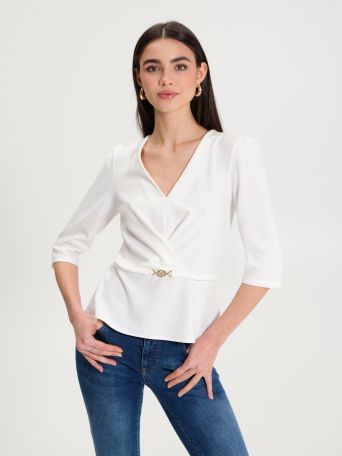 Fitted blouse with belt 