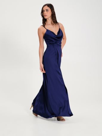 Satin Dress with Sequinned Bodice
