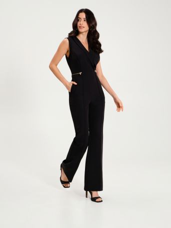 Black Technical Fabric Jumpsuit with Zip 