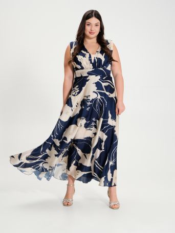 Curvy long floral-print dress 