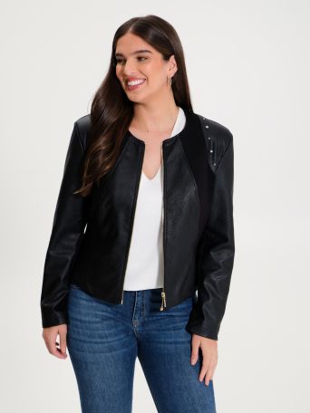 Curvy faux leather jacket