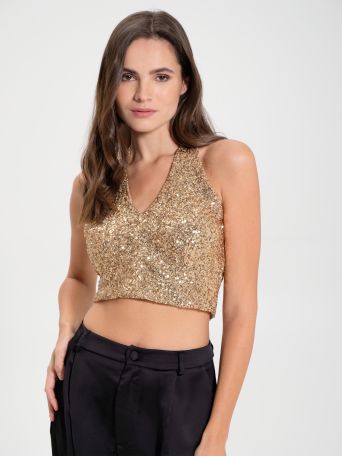 Crossover sequin crop top
