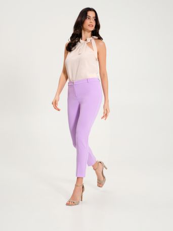 Skinny Lilac Trousers in Scuba Crepe 