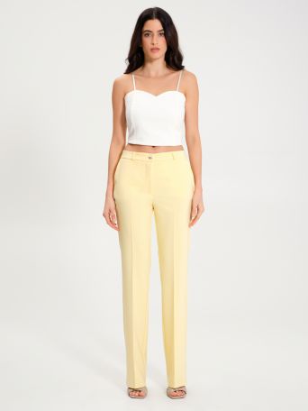 Flared Trousers in Yellow Technical Fabric