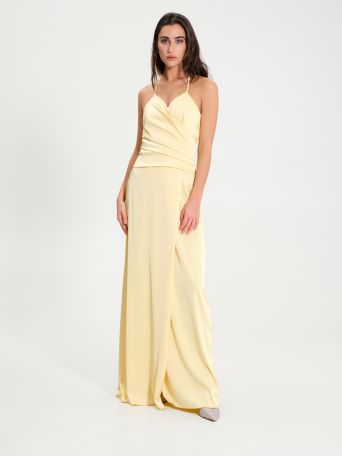 Long satin dress with laces 