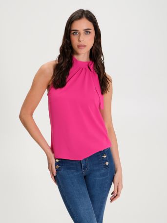 One-Shoulder Top with Bow on the Neck 