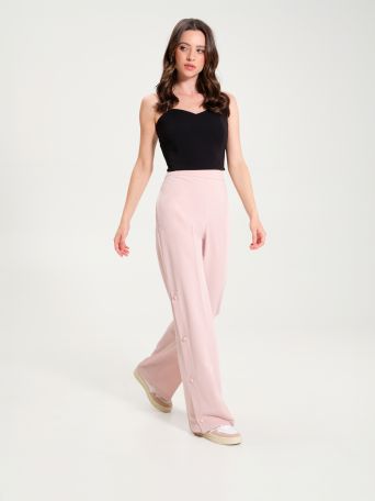 Pink Trousers with Side Buttons