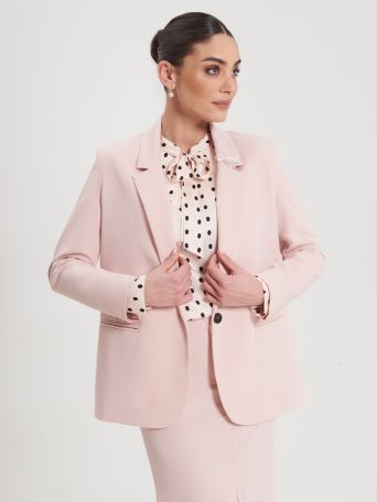 Oversized Pink Jacket with Brooch