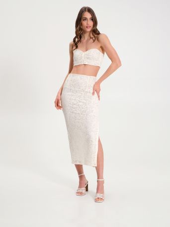 Ivory Lace Pencil Skirt 