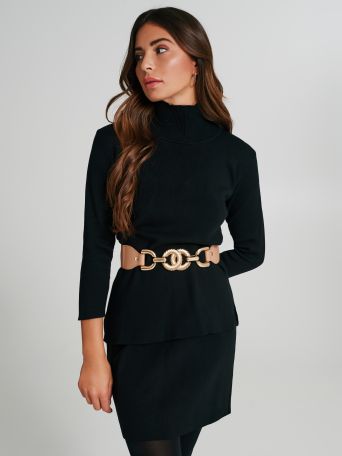 Turtleneck sweater with side slits 
