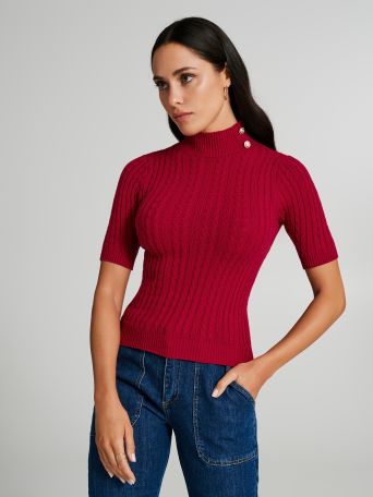 Rollkragenpullover mit Zopfmuster