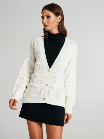 Cardigan mit durchbrochenen Herzen 