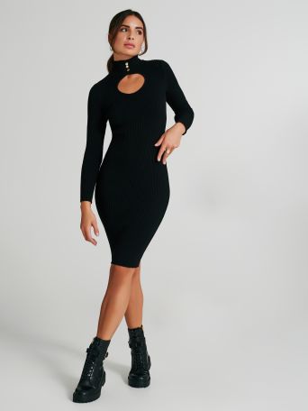 Ribbed dress with cut-out detail