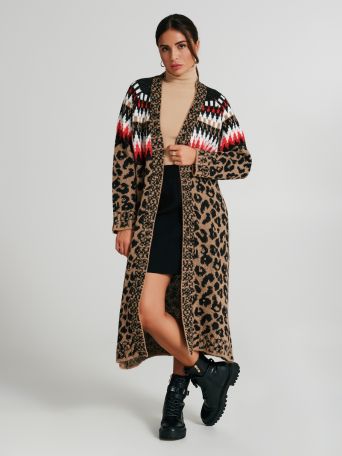 Animal-print maxi cardigan 