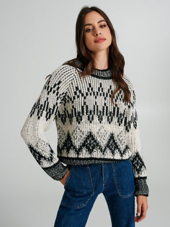 Pullover mit Rundhalsausschnitt und geometrischem Muster