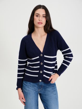 Striped Cotton Cardigan with Buttons