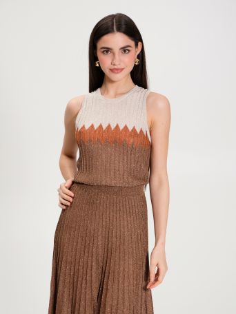 Pleated Top with Brown Lurex