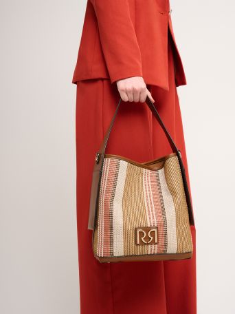 Large raffia-effect bag