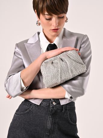 Raffia-effect Coated Clutch