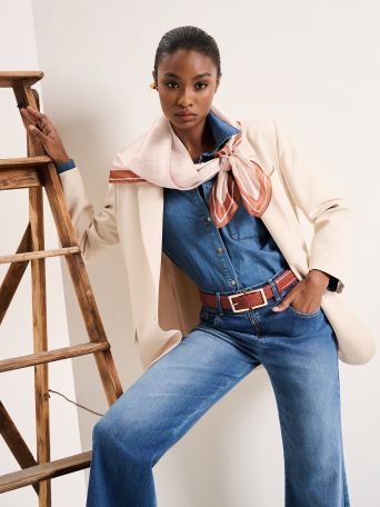 Beige Foulard with nautical pattern
