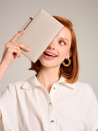 Clutch Glitter Platino