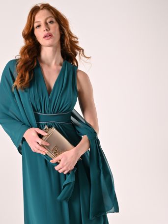 Stola in Georgette Verde Reale