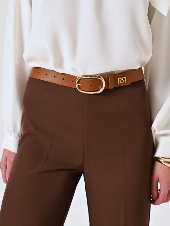 Ceinture marron à boucle dorée